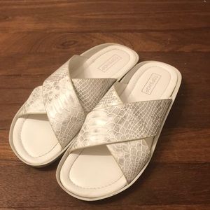 Topshop Snake Print Platform Slides Size 38 Cross Strap Sandals